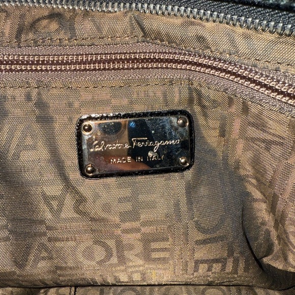 Salvatore Ferragamo Gancini Black Shoulder Bag with Glossy Finish - Picture 10 of 13